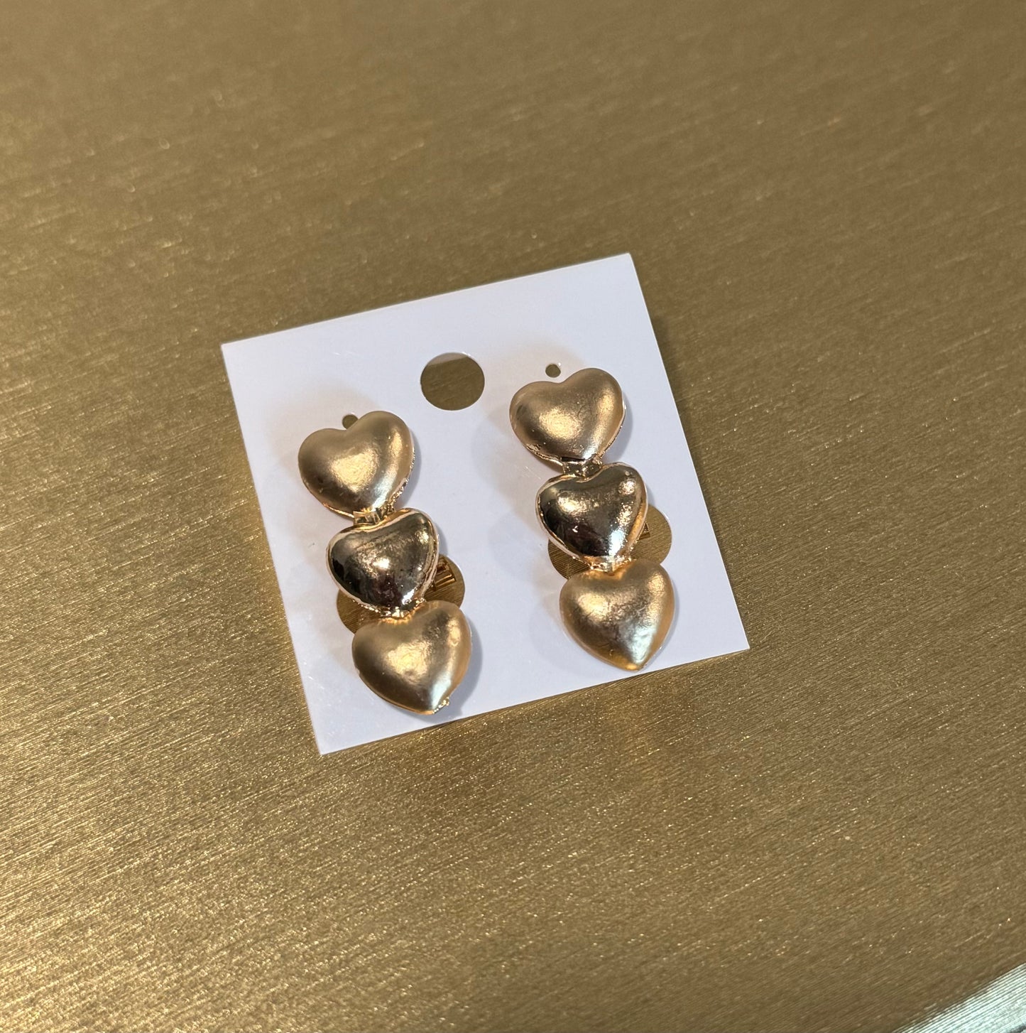 18K Gold Plated Triple Heart Drop Earrings