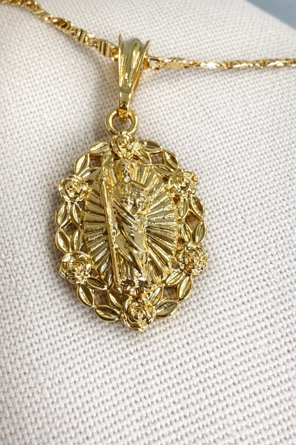 San Judas 18K Gold Plated Pendant – Faith & Protection Medal (Pendant Only)